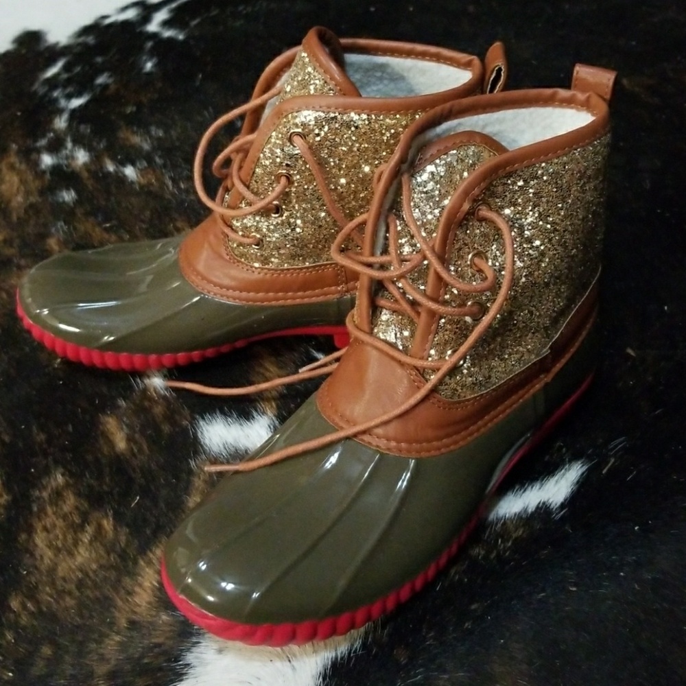Glitter duck boots